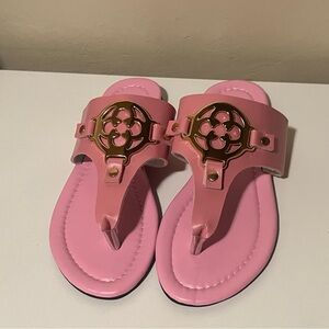 Tory Burch Pink Sandals with Gold Accent